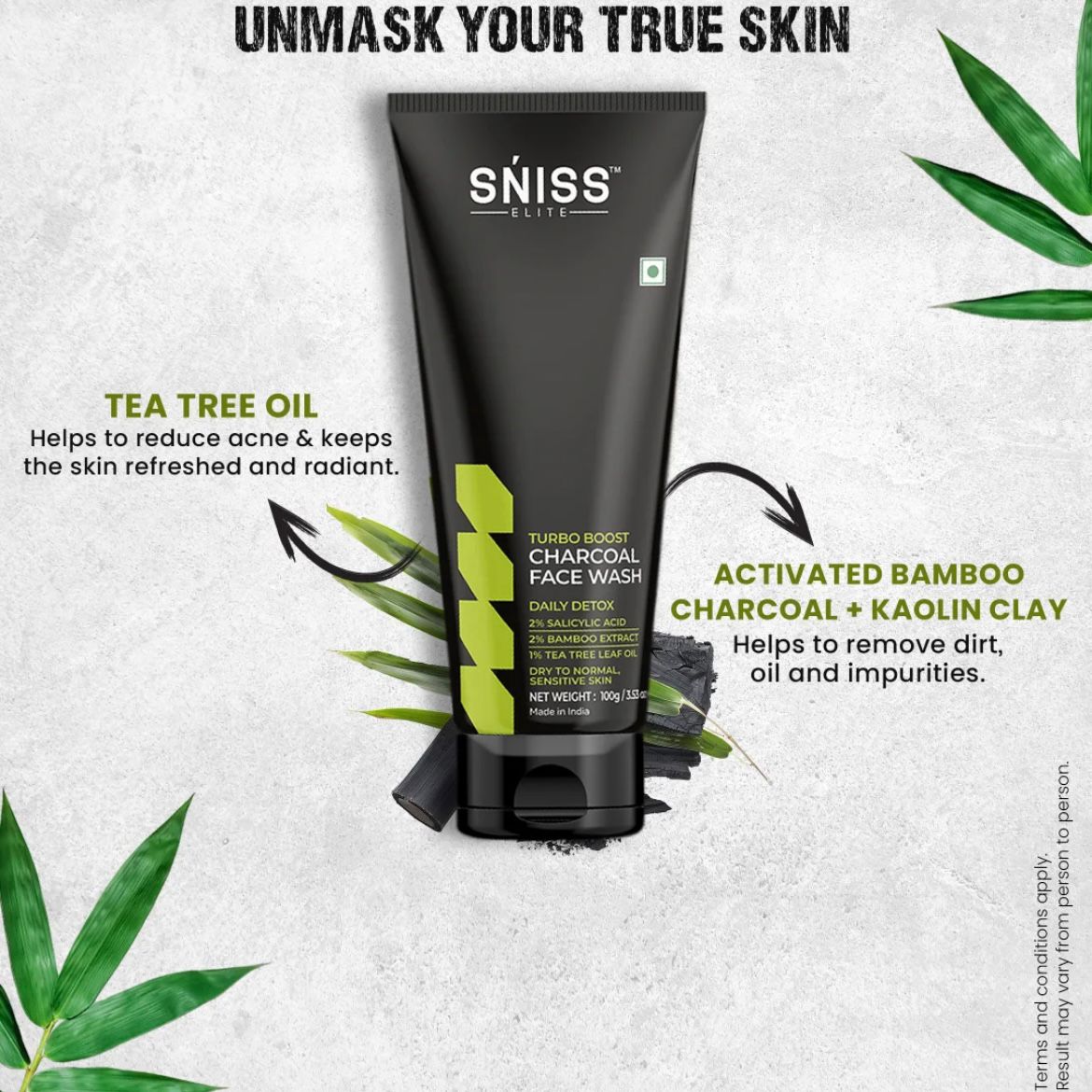 SNISS Elite Turbo Boost Charcoal Face Wash