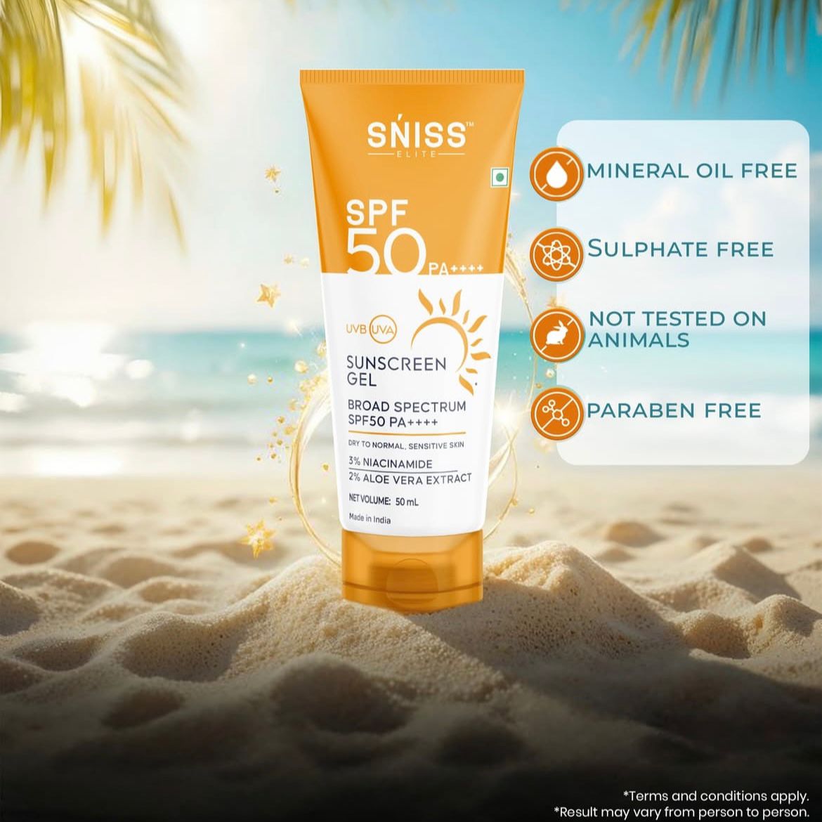 SNISS Elite SPF 50 PA+ Sunscreen Gel